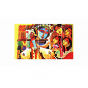 Yellow Traditional Engineered Wood Wall Art